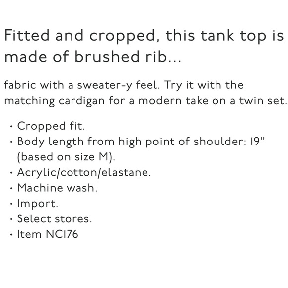 •new• MADEWELL Brushed Rib Tank Crop Top - Picture 7 of 7